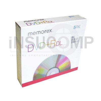 DVD MEMOREX DOBLE CAPA 5 UNIDADES